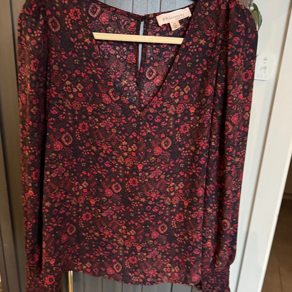 Philosophy Floral Long-Sleeve Blouse- NEVER BEEN WORN